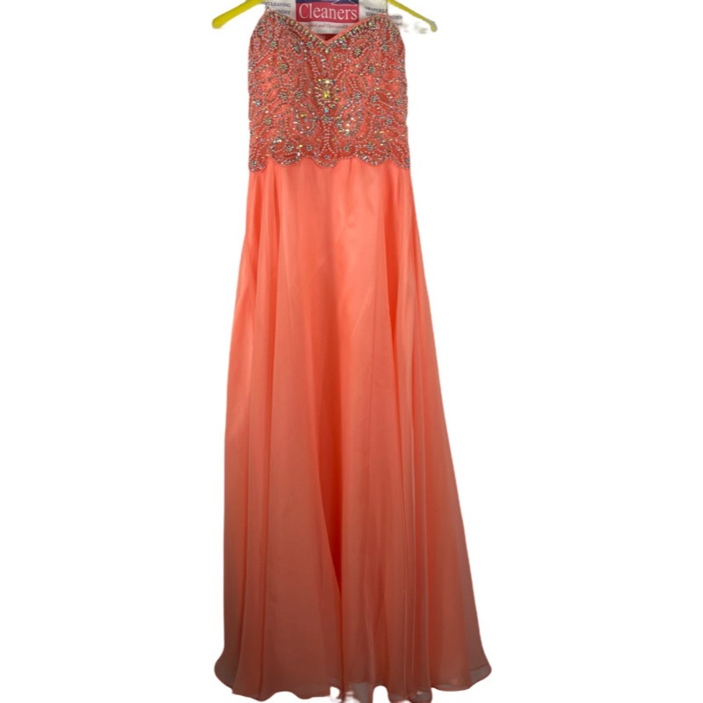 Prom Peach Beaded Sweetheart Chiffon Dress